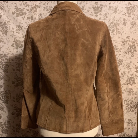 VTG Leather Jacket Suede Moto Brown Pockets Biker - Picture 2 of 13